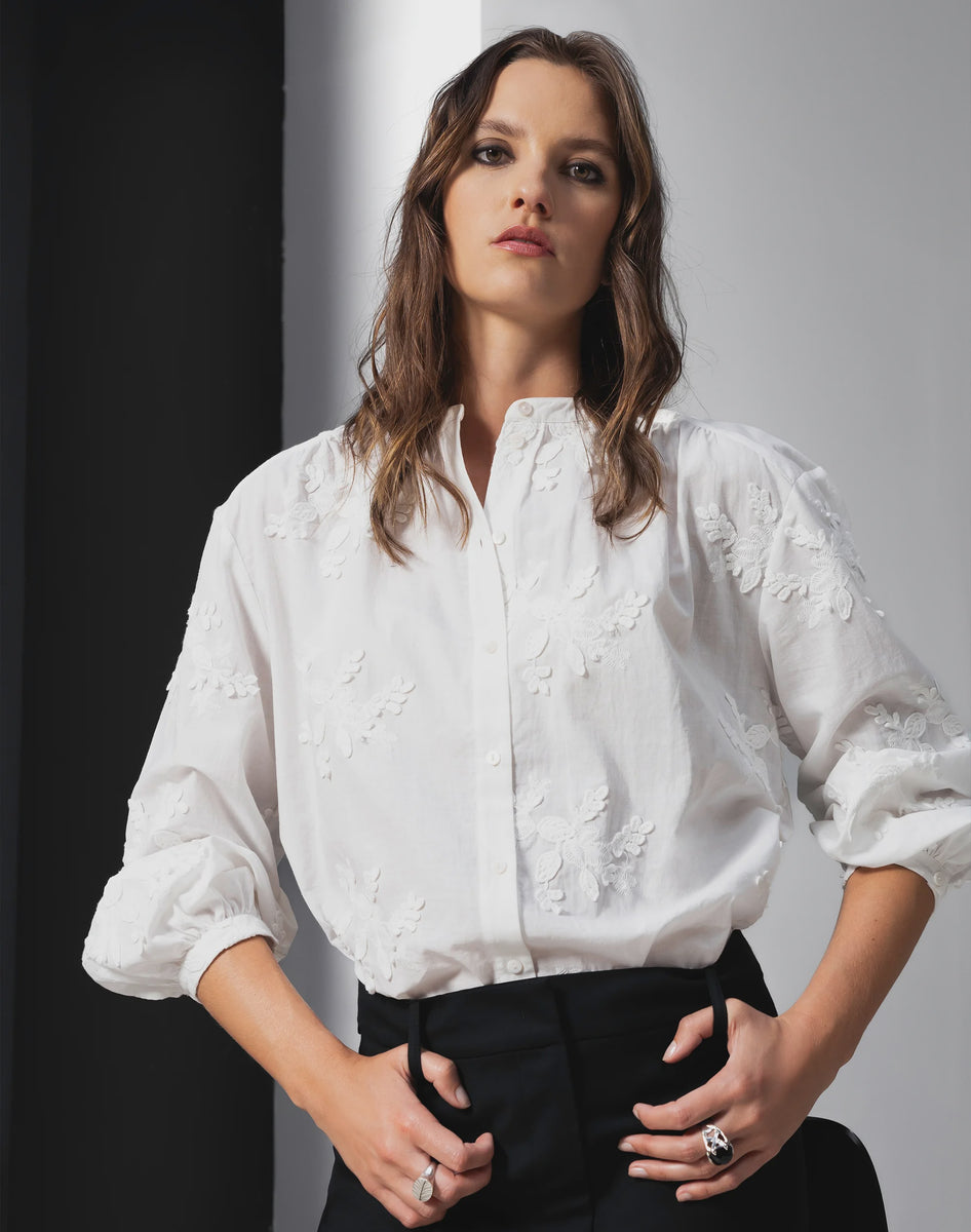 100% Cotton Shirt with Embroidery Detail