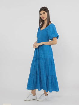 Nova Puff Sleeve Dress - Cobalt
