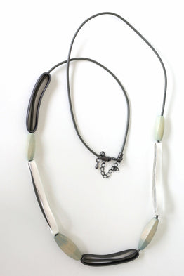 Abstract Oblong Beaded Nkl -Pewter/Silver