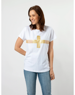 Safari Cross T-Shirt -White/Bronze