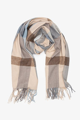 Check Scarf -Taupe & Soft Blues