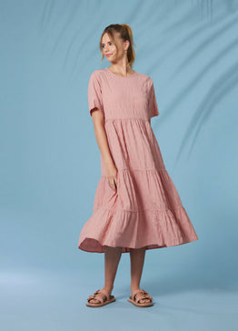 Checked Out Dress - Dusky Rose