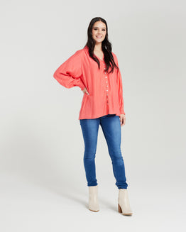 Cassidy Top - Coral Red