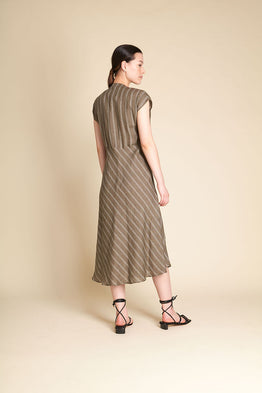 M. Vionnet Dress - Olive Stripe