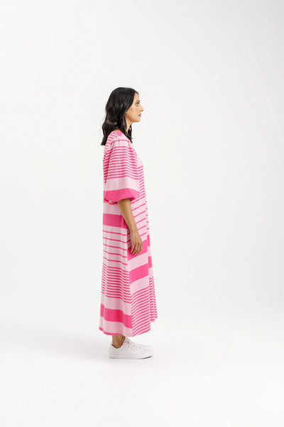 Ivy Midi Dress -Irregular Pink Stripe