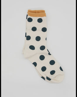 Polka Dot Socks - White/Green Spots