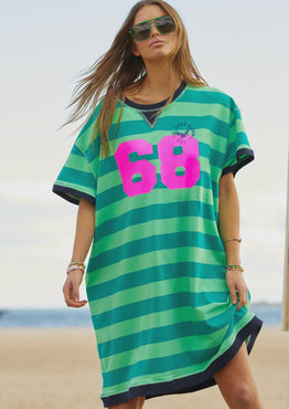 Beach Sweat Dress - Green Stripe