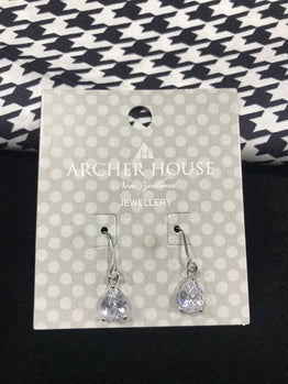 Drop Crystal hook Earrings -crystal/silver