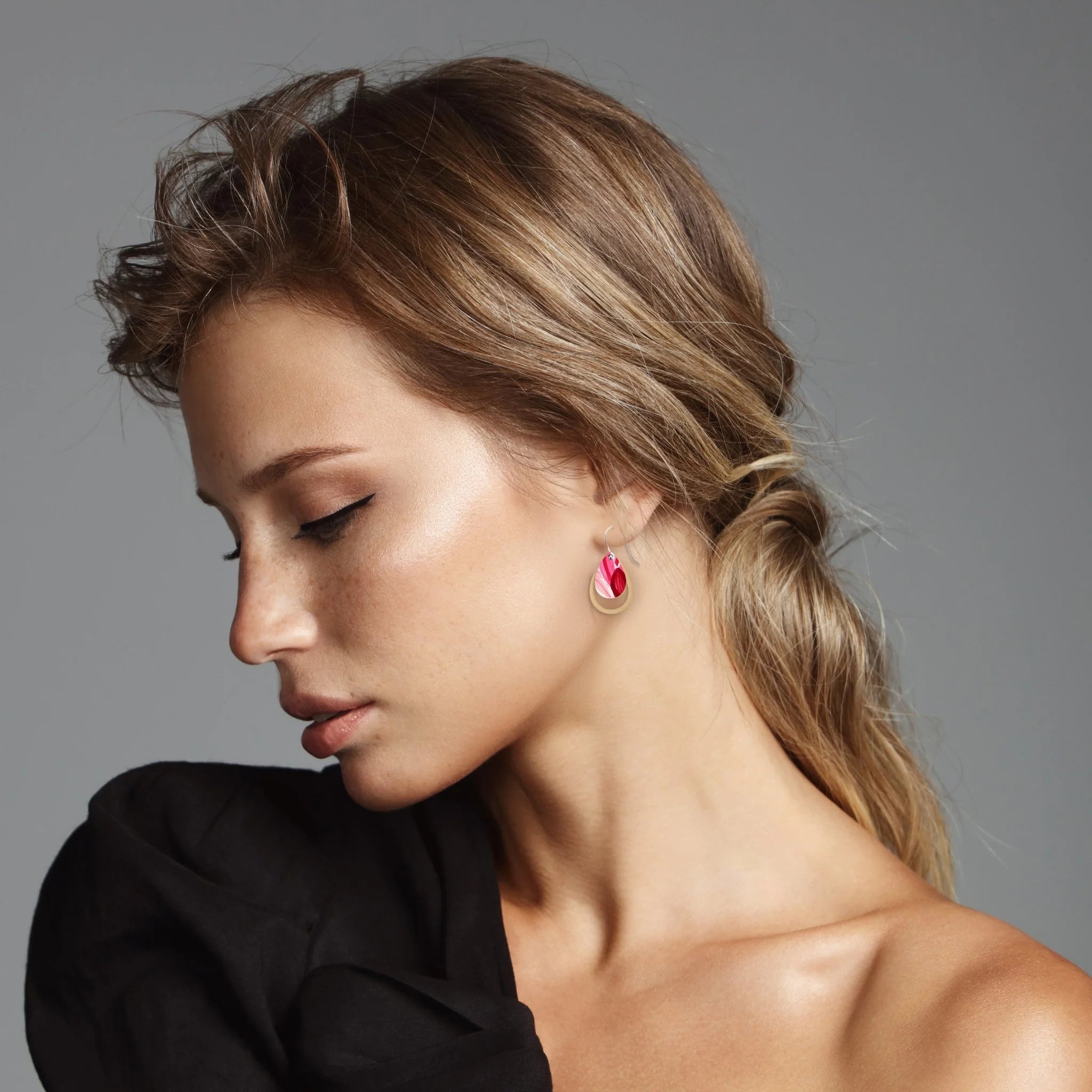 Railroad Triple Layered Teardrop Earrings | Dalia