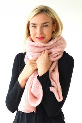 Warm Soft Ribbed Scarf -Soft Pink