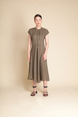 M. Vionnet Dress - Olive Stripe