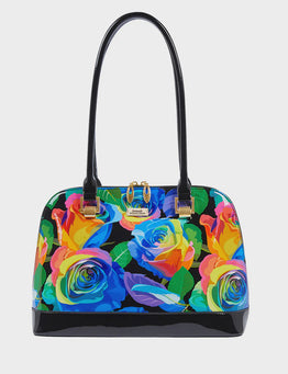 Rainbow Rose Patent Leather Handbag