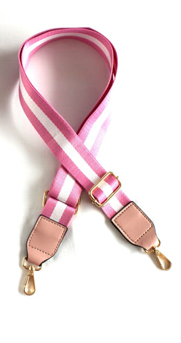 Striped Adjustable Bag Strap - Pink/White
