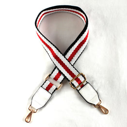 Striped Adjustable Bag Strap - Blk/White/Red