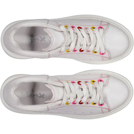 Tessa Shoe - White Pink Stitch