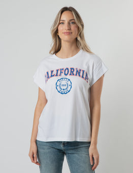 Cuff Slv T-Shirt -White California