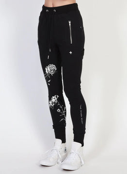 Escape Trackies - Flowers - Blk/Silver