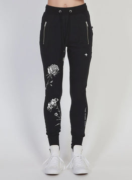 Escape Trackies - Flowers - Blk/Silver