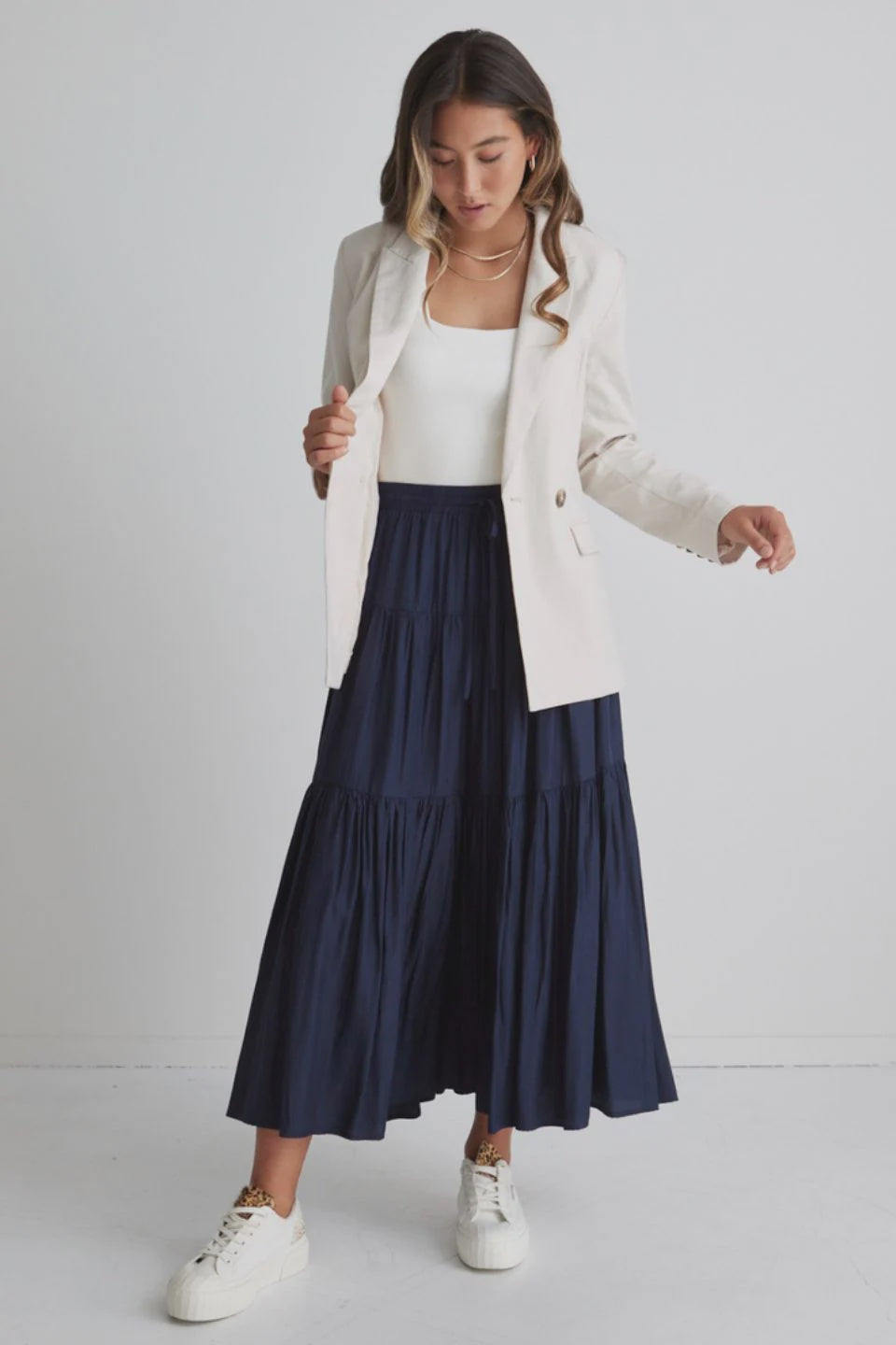 Navy sale tiered skirt