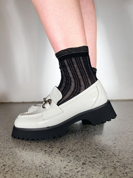 Short Frill Sock -Black/Grey