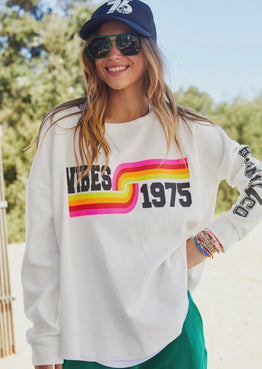 Vibes Waffle L/S Top - White